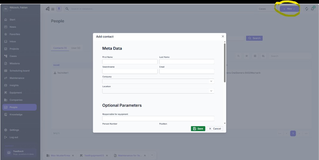 Add contact dialog